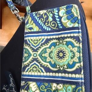 Vera Bradley Green and Blue Clutch with Floral Design